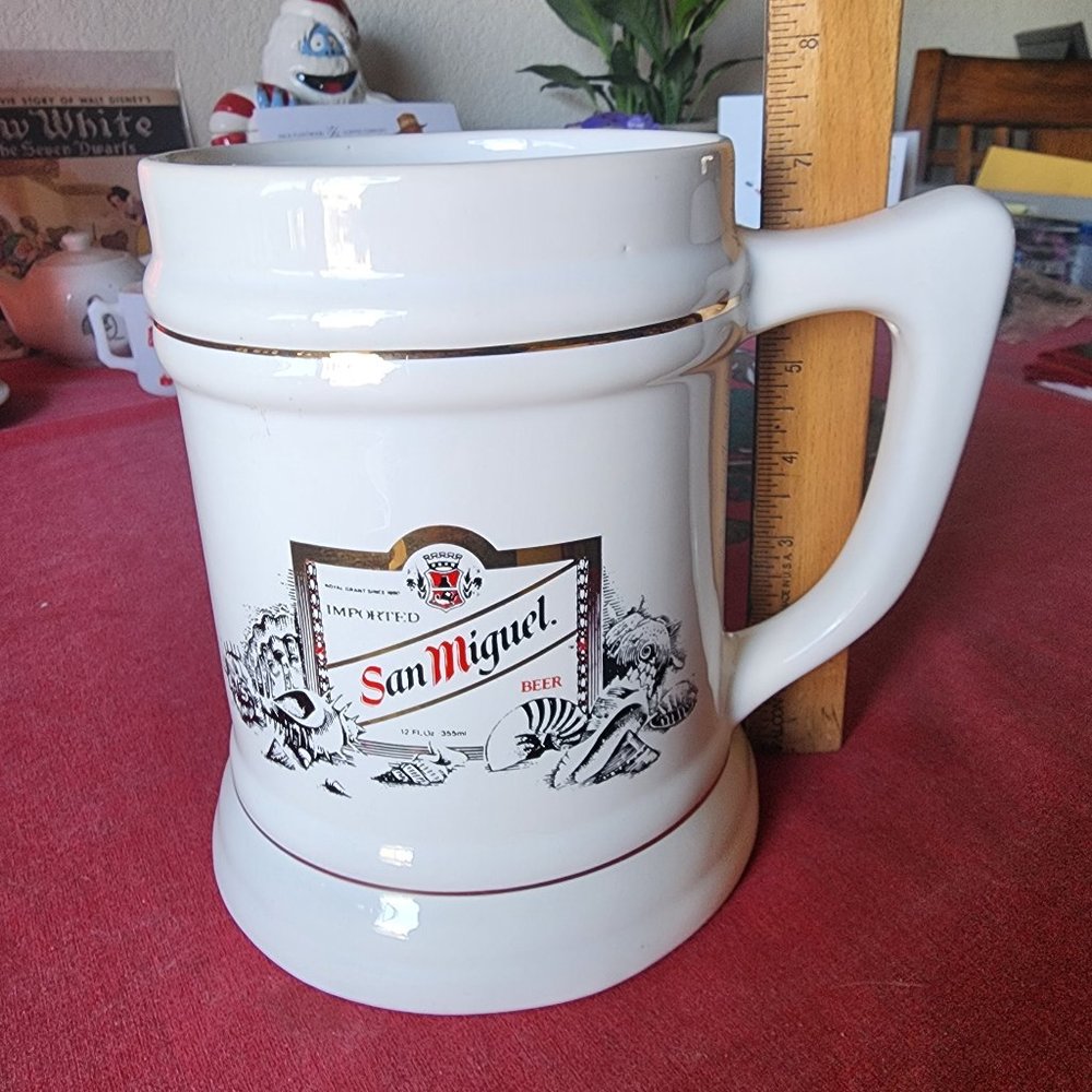 Vintage San Miguel Beer Mug Cup 1/2 Gal LARGE Barware Cardinal Philippines 1970s